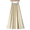 A high-end white linen and cotton skirt for women's spring and summer, a mid-length loose and slimming long skirt with a large swing Item Picture